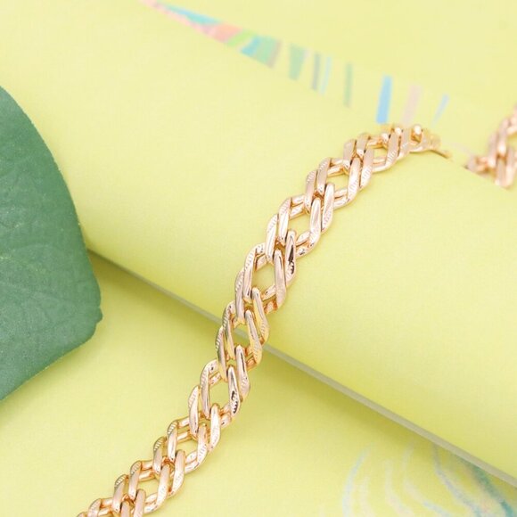 "Elegant Gold Plated Rose Gold Chain Link Bracelet for Women, XPBL1087 - Picture 5 of 12